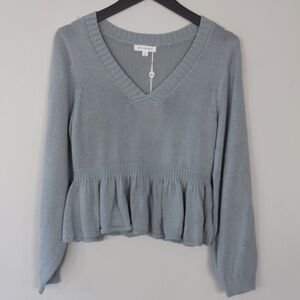 Blu Pepper Gray Peplum Sweater Top
